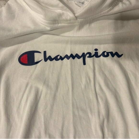 Champion Women's Long Sleeve pullover Hoodie Tshirt Large White Kangaroo Pocket - Picture 5 of 9